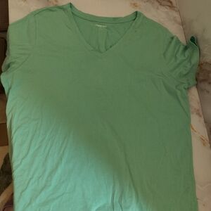 Lands' End Mint Green V-Neck Tee